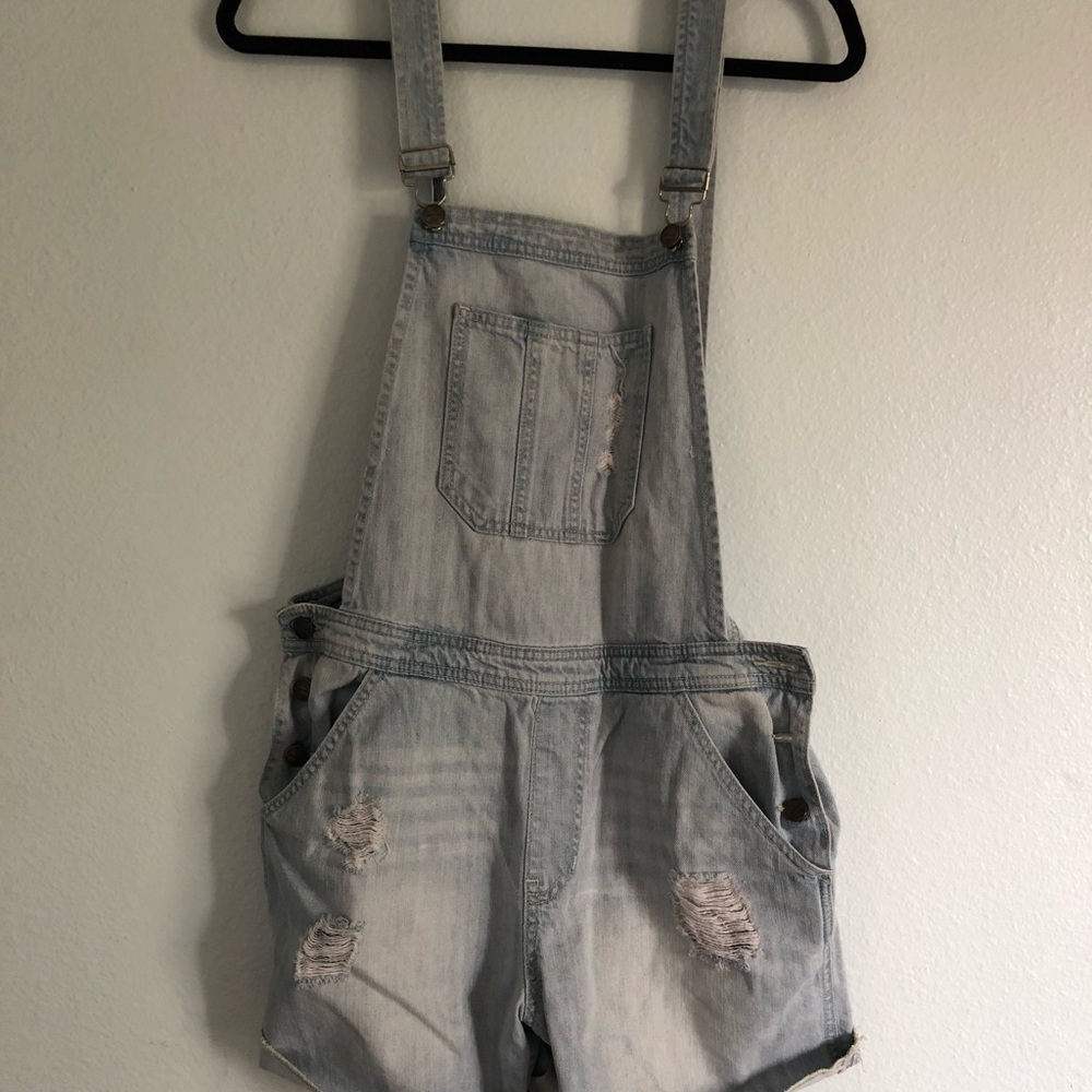 Overall Denim Shorts